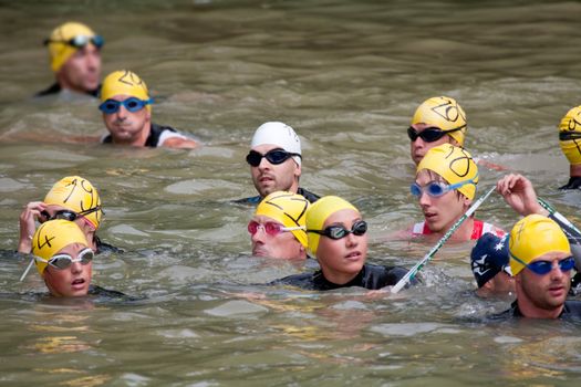 Auch Triathlon, September 4, 2010, starting line for the swim