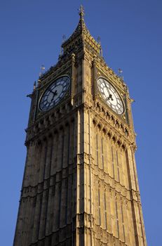 Looking up at Big Ben in London.