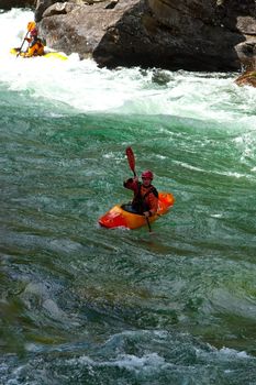 Kayak trip on the waterfalls in Norway. July 2010