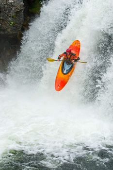 Kayak trip on the waterfalls in Norway. July 2010