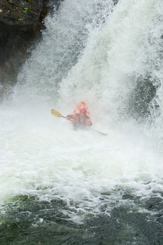 Kayak trip on the waterfalls in Norway. July 2010