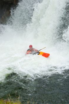 Kayak trip on the waterfalls in Norway. July 2010