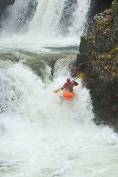 Kayak trip on the waterfalls in Norway. July 2010