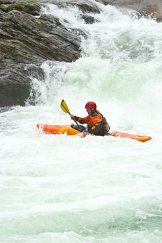 Kayak trip on the waterfalls in Norway. July 2010