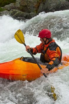 Kayak trip on the waterfalls in Norway. July 2010