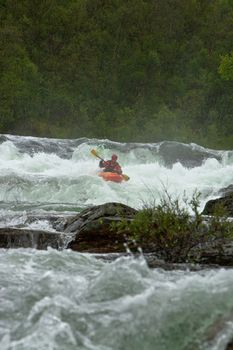 Kayak trip on the waterfalls in Norway. July 2010