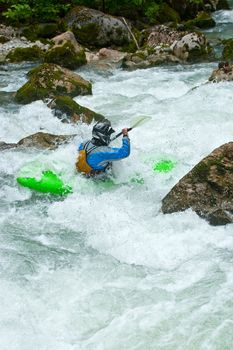 Kayak trip on the waterfalls in Norway. July 2010