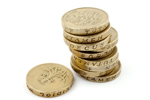 Stack of £1 (one pound) coins