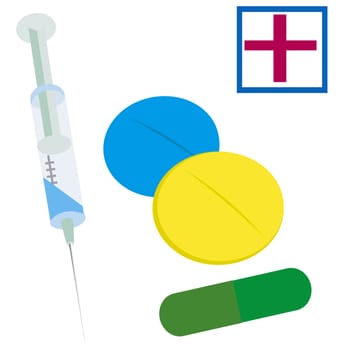 Medical preparations of the tablet and syringe with medicine