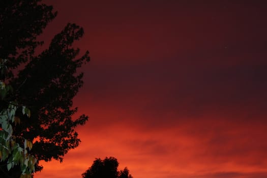 red cloudy sky after a hard rain