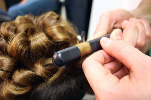 Master hairdresser cuts a customer's hair