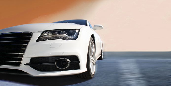 white sports car on a colorful background