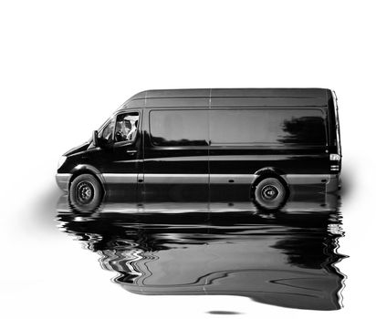 A black van on the way to the customer