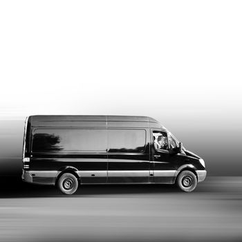 A black van on the way to the customer