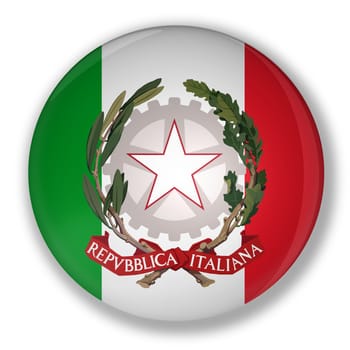 Illustration of a badge with flag and the royal coat of italy