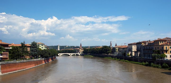 Verona panoramic view from the bridge, Italy