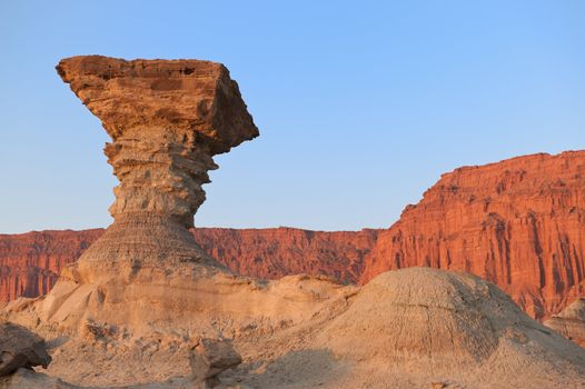 Sandstone formation in Ischigualasto, Argentina, the one called "the mushroom". UNESCO world heritage site.