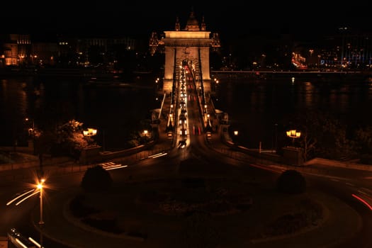 Budapest - Hungary , Chain Bridge at night.