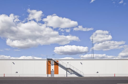 Warehouse with modern architecture on a sunny day