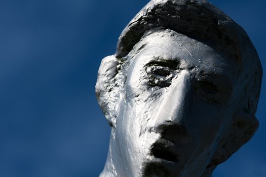 Biker head with his cap, detail of sculpture