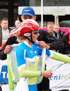 COPENHAGEN - SEPTEMBER 19: Jessica Allen, junior cyclist winner at the UCI time trial championships in Copenhagen. The event starts on September 19 - 25, 2011 in Copenhagen and Rudersdal, Denmark.