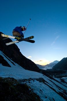 Freerider, jumping in a mountains, Caucasus, summer, 2010