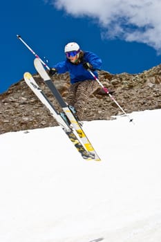 Freerider, jumping in a mountains, Caucasus, summer, 2010