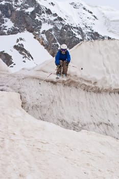 Freerider, jumping in a mountains, Caucasus, summer, 2010