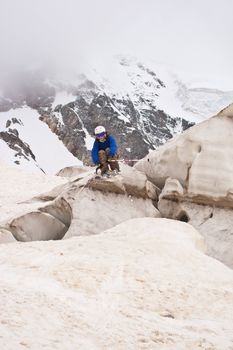 Freerider, jumping in a mountains, Caucasus, summer, 2010