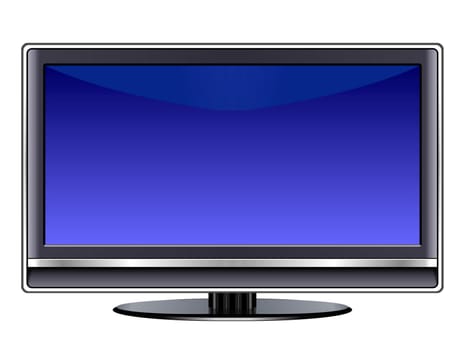 Plasma TV silver monitor Flat LCD isolated on white background.