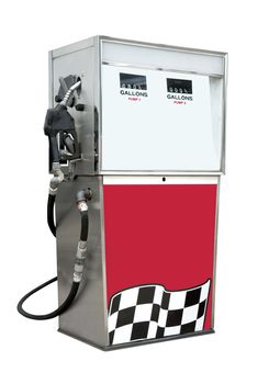 Gasoline pump in red and stainless steel