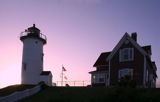 The Nobska Lighthouse in Massachusetts at Dawn