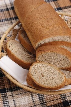 basket with bread and roud