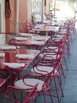 Cafe with chairs outside