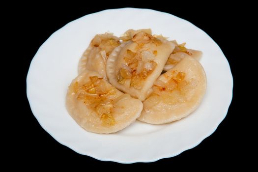Dumplings on the white plate