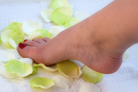 Woman taking care of her feet
