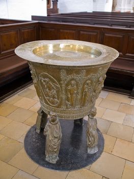 Full view of a Baptismal font in a Lutheran church