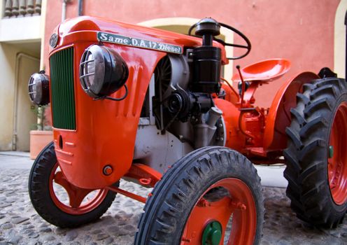 Old model of tractor, renovated to be in superb condition