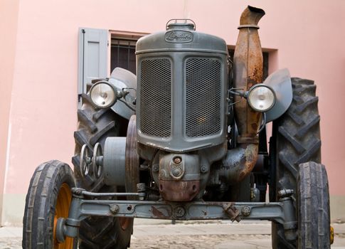 Old model of tractor, renovated to be in superb condition