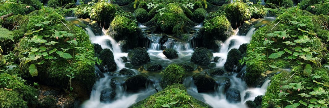 little flowing river in beautiful green natrure