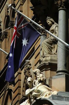 australian flag and architecture detail, photo taken in Sydney,