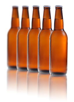 Beer bottles isolated on white background