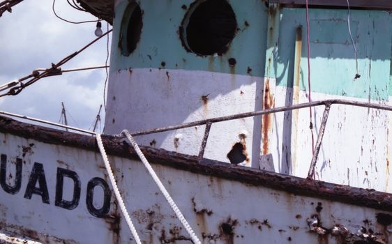 close-up of old boat