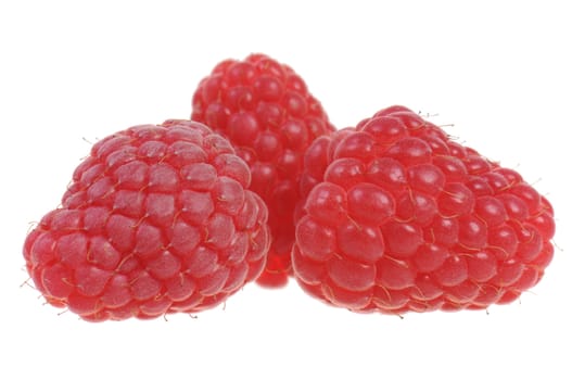 Raspberries isolated on white background 
