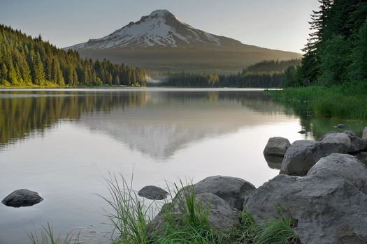 Mount Hood Reflection on Trillim Lake Oregon at Sunrise