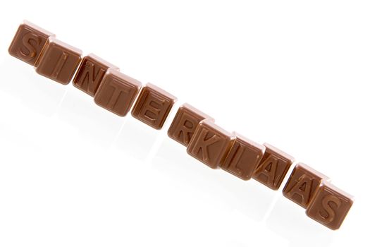 the word 'sinterklaast' in chocolate letters