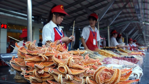 SELLING EXOTIC FOOD ON THE STREETS OF BEIJING