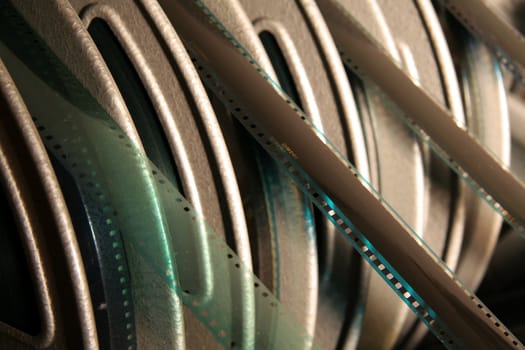 several film rings ready for screening, detail photo