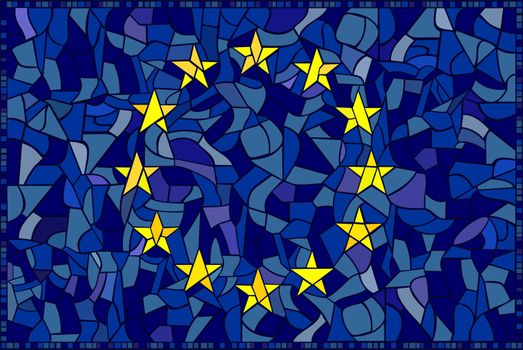 I created this european flag to look like a glass mosaic.
