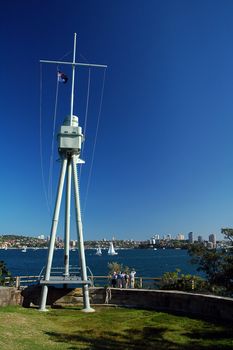 marine memorial in Sydney, australian flag on a boat mast